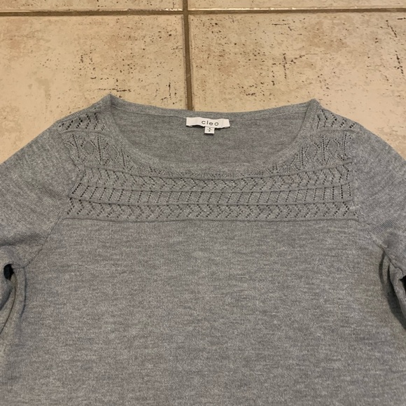 Cleo Grey Knit Sweater - Size Small Petite (S/P) - Cable Knit Detail - Picture 2 of 6